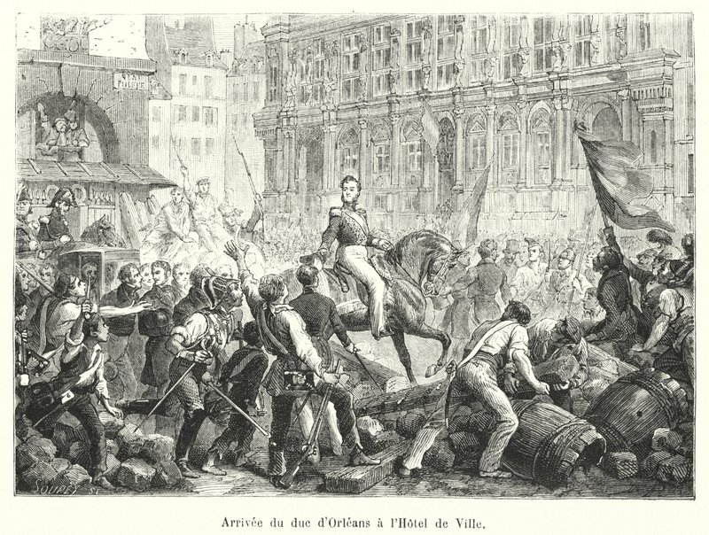 Ankomst av hertugen av Orleans på Hotel de Ville (gravering) av French School