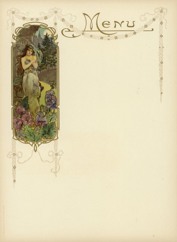 Art Nouveau-design for en meny av French School