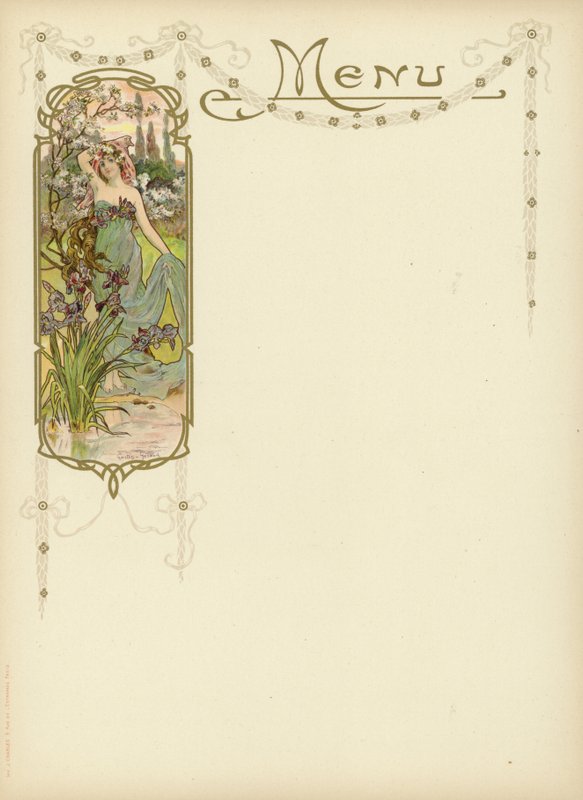 Art Nouveau-design for en meny av French School