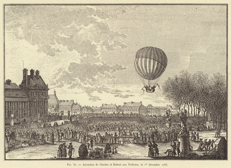 Charles og Roberts himmelfart til Tuileriene, 1. desember 1783 (gravering) av French School