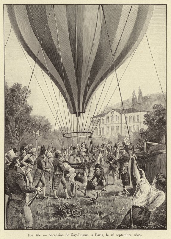Ascension of Gay-Lussac, i Paris, 16. september 1804 (gravering) av French School