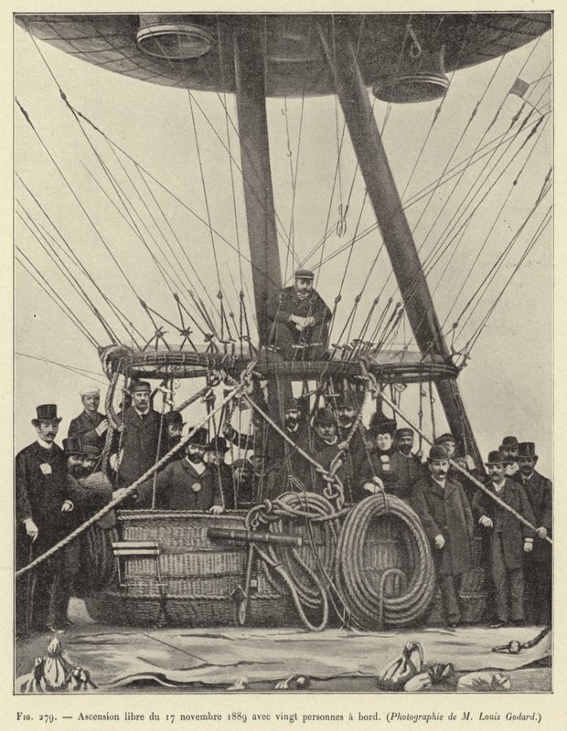 Fri oppstigning 17. november 1889 med tjue personer om bord av French School