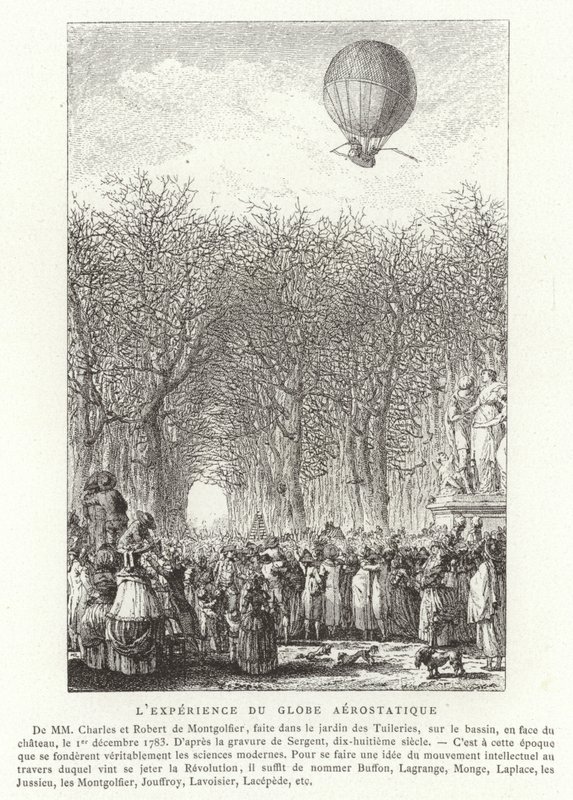 Ascent of the Montgolfier Brothers Aerostatic Globe, Paris, 1. desember 1783 av French School