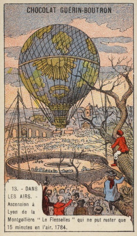 Oppstigning av ballongen Le Flesselles, Lyon, Frankrike av French School