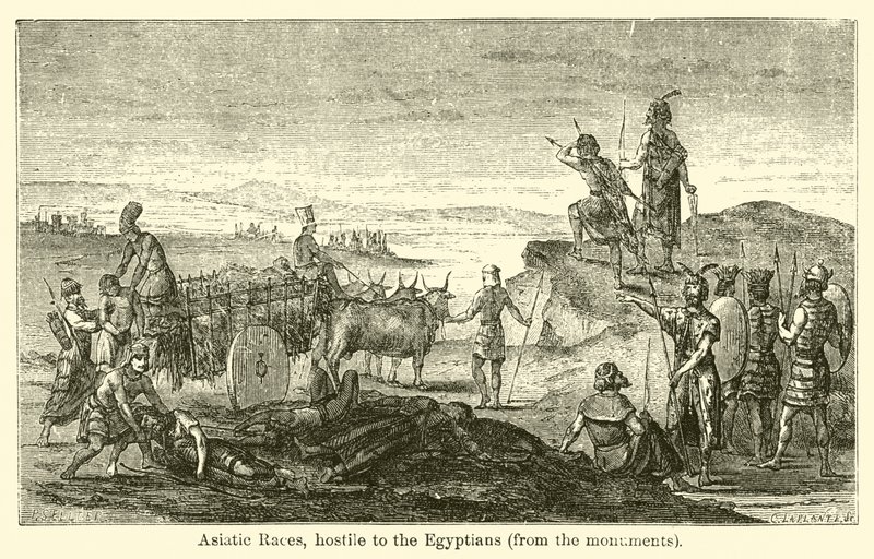 Asiatiske raser, fiendtlige mot egypterne, fra monumentene (gravering) av French School