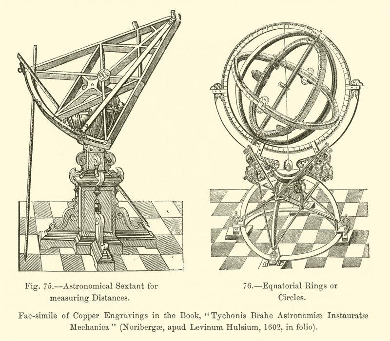 Astronomisk sekstant for måling av avstander, ekvatorialringer eller sirkler (gravering) av French School