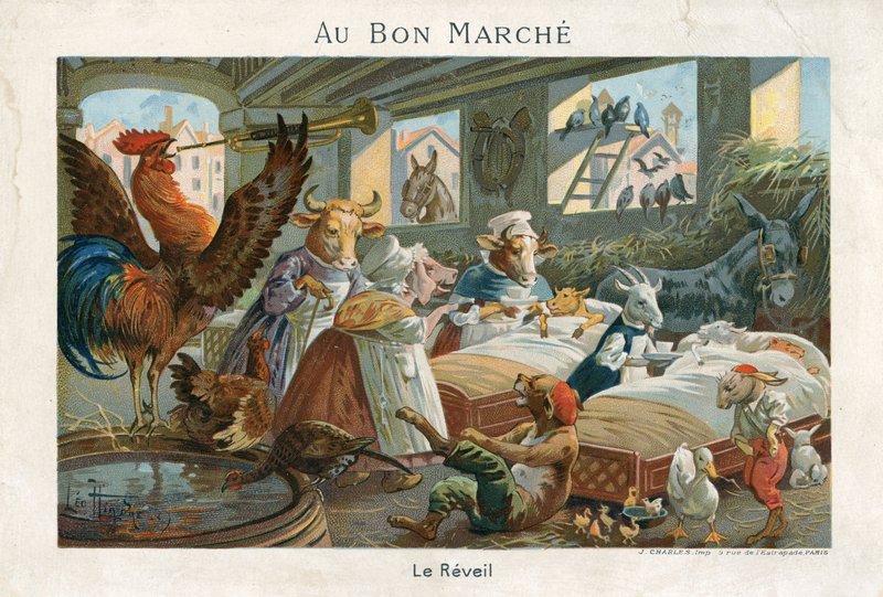 Au Bon Marche handelskort av French School