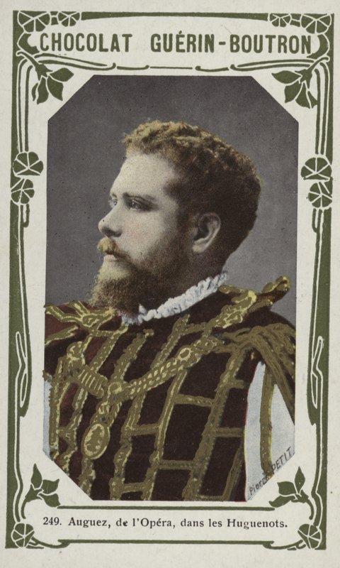 Auguez, fra operaen, i Les Huguenots (farget bilde) av French School