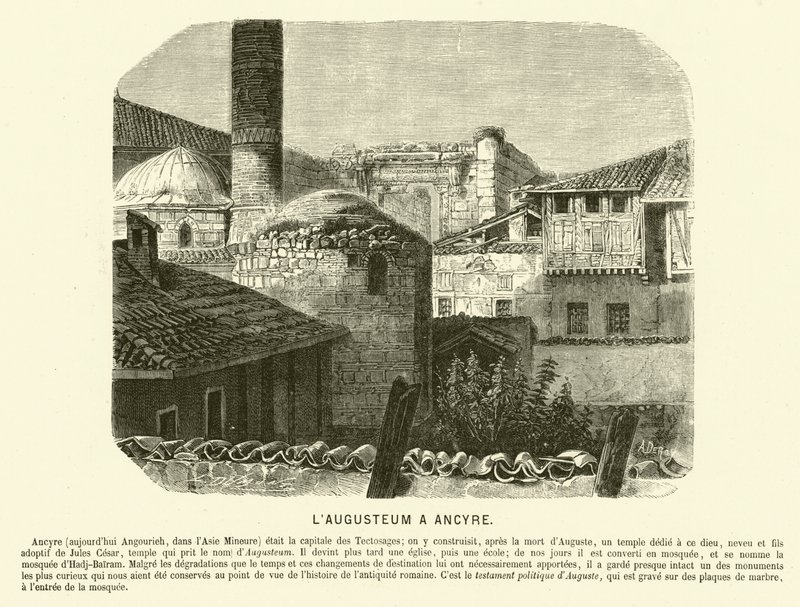 Augusteum, Augustus-tempelet og Roma, Ankara, Tyrkia (gravering) av French School