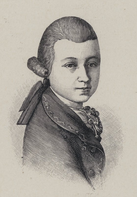 Den østerrikske komponisten Wolfgang Amadeus Mozart i en alder av fjorten år av French School