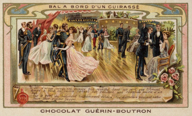 Ball om bord på et krigsskip (chromolitho) av French School