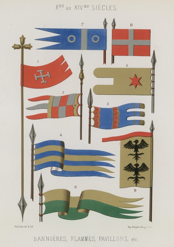 Bannere, streamers, flagg fra det 10. til 14. århundre av French School