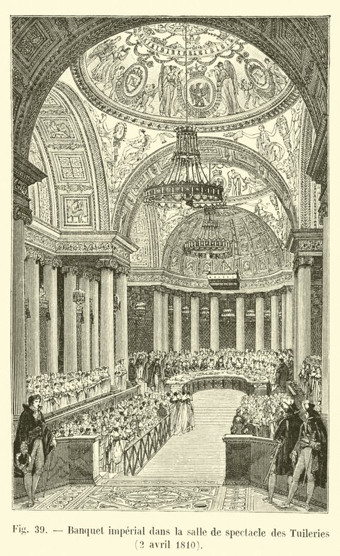 Keiserlig bankett i teateret i Tuileriene, 2. april 1810 av French School