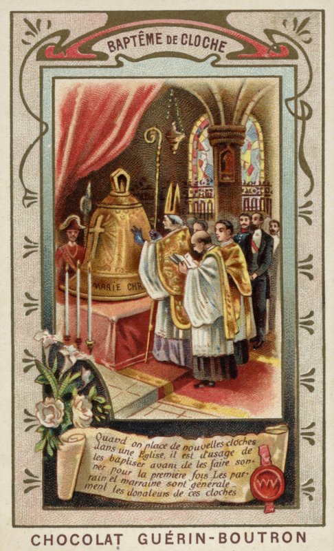 Dåp av en ny kirkeklokke (chromolitho) av French School