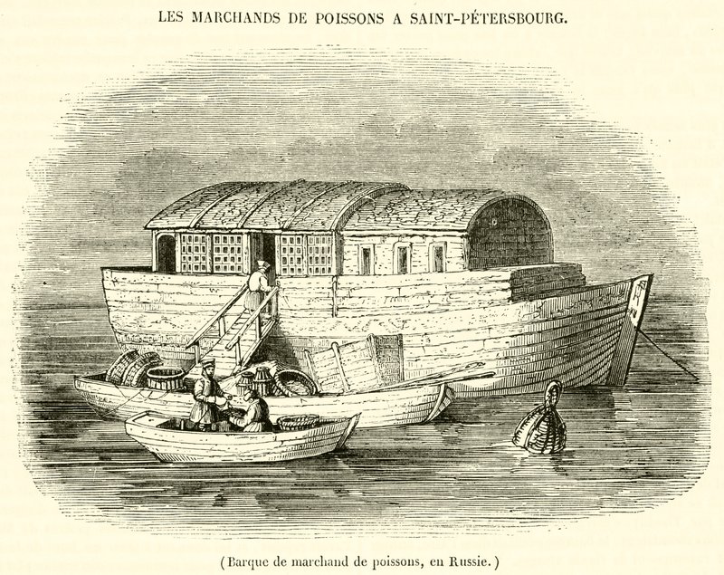 Fiskehandlerbåt, i Russland (gravering) av French School