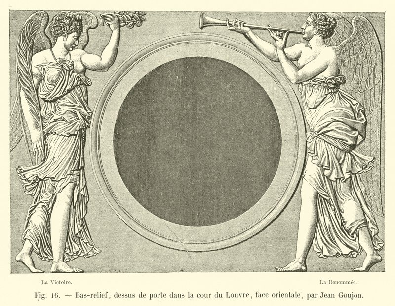 Basrelieff, over døren på gårdsplassen til Louvre, østside, av Jean Goujon av French School