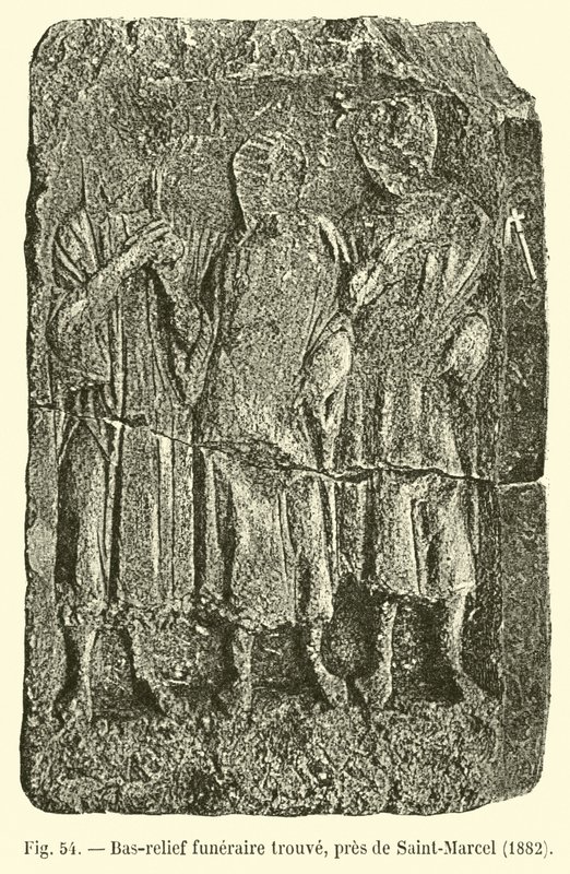 Funerary bas-relieff funnet, nær Saint-Marcel, 1882 av French School