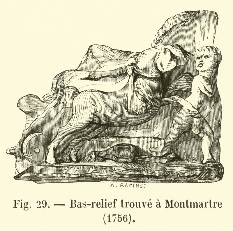 Bas-relieff funnet i Montmartre, 1756 av French School