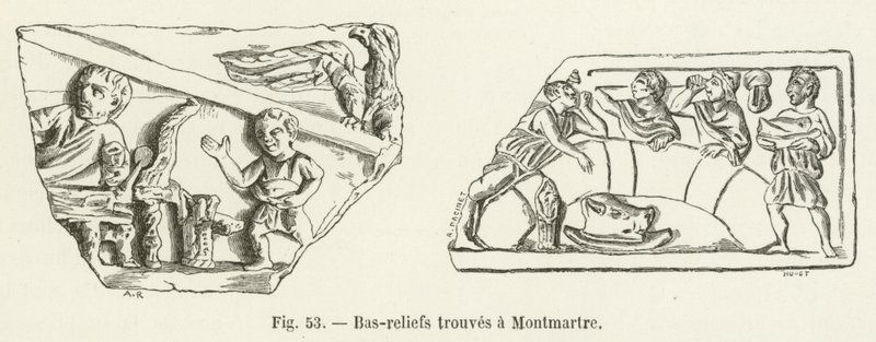 Bas-relieffer funnet i Montmartre av French School