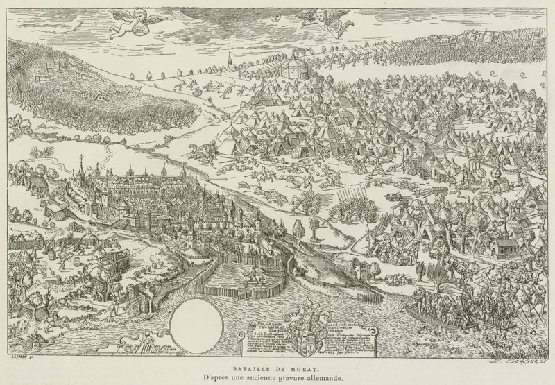 Slaget ved Murten (gravering) av French School