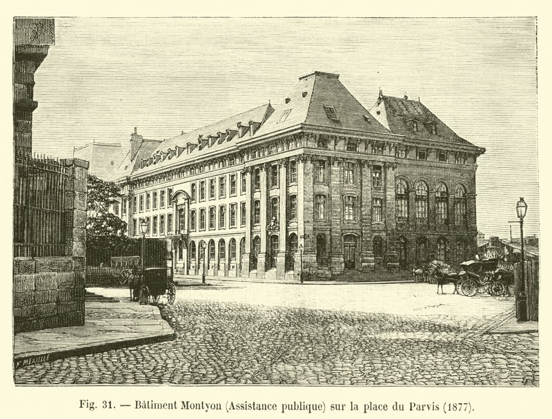 Montyon Building, Public Assistance, på Place du Parvis, 1877 av French School