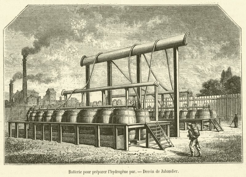 Batteri for å forberede rent hydrogen (gravering) av French School