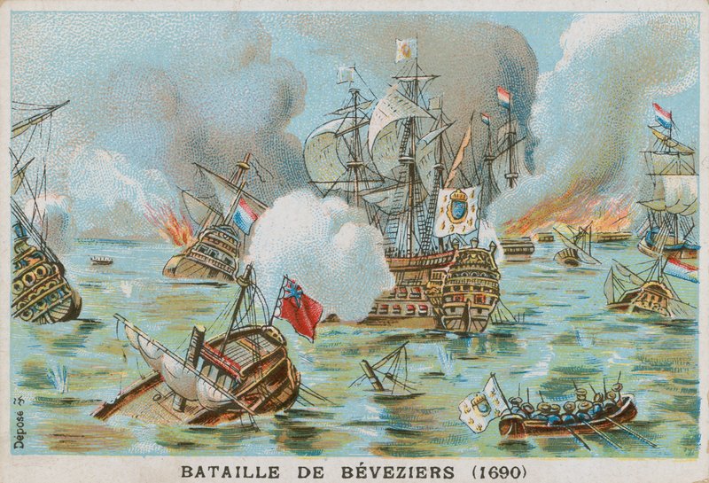 Slaget ved Beachy Head (Battle of Bevesiers), 1690 av French School