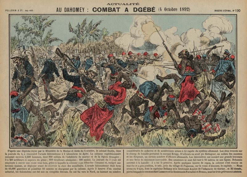 Slaget ved Dgebe, Dahomey, andre fransk-dahomeanske krig, 4. oktober 1892 av French School