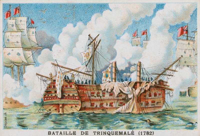 Slaget ved Trincomalee, 1782 av French School