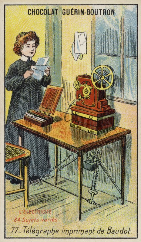 Baudots trykktelegraf (chromolitho) av French School