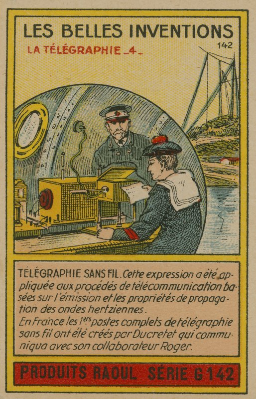 Vakre oppfinnelseskort, telegrafi av French School
