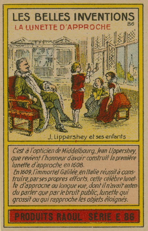 Vakre oppfinnelser kort, teleskop av French School