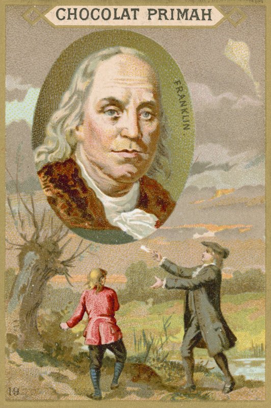 Benjamin Franklin , amerikansk vitenskapsmann, oppfinner og politiker av French School