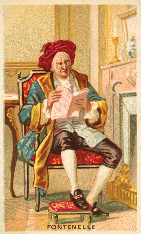 Bernard le Bovier de Fontenelle , fransk forfatter (chromolitho) av French School