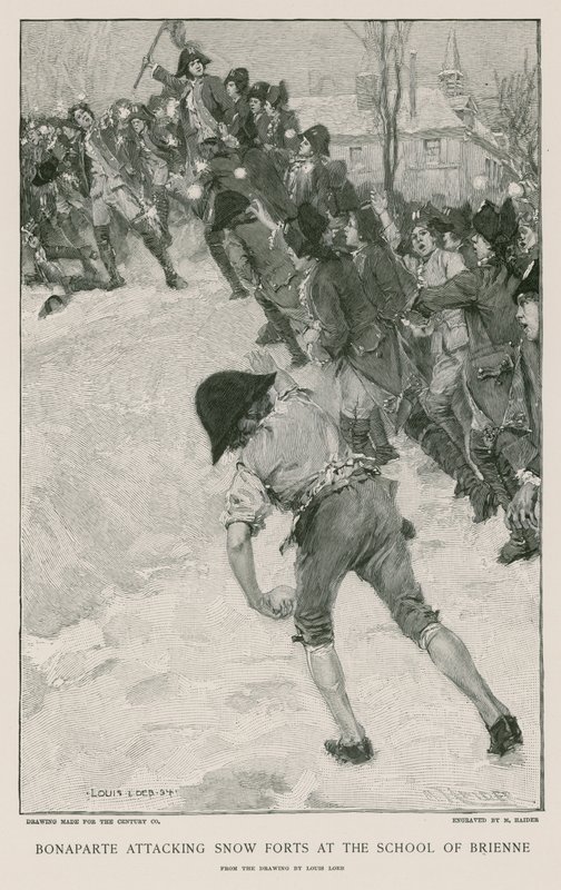 Bonaparte angriper snøfort ved School of Brienne av French School