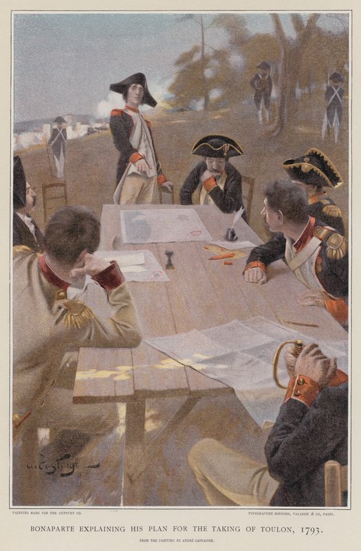 Bonaparte forklarer planen sin for å ta Toulon av French School