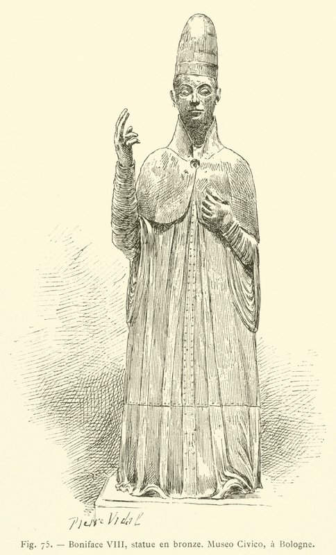 Boniface VIII, bronse statuer, Museo Civico, Bologne (gravering) av French School