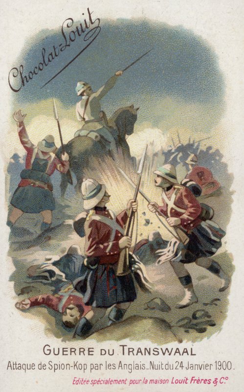 Britiske tropper angriper Spion Kop natt til 24. januar 1900 (chromolitho) av French School