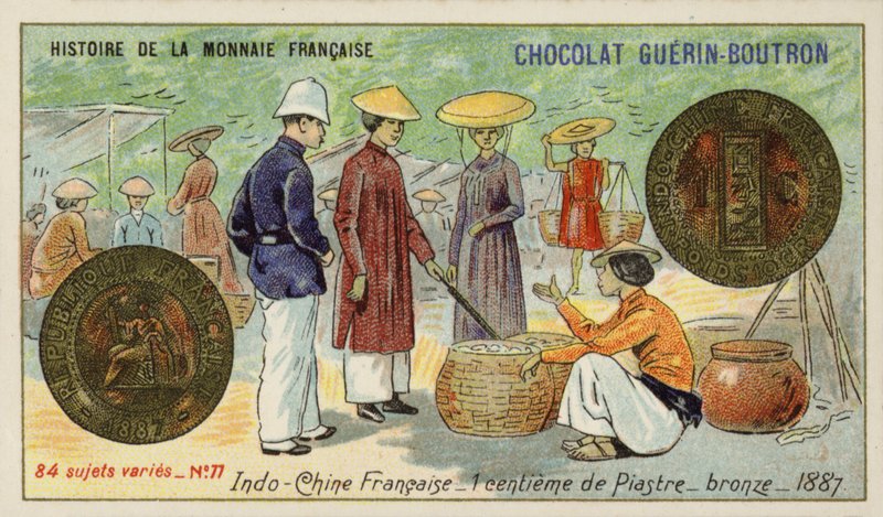 Bronse 1 centime tallerkener, indokina fransk av French School