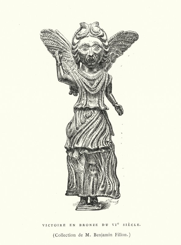 Bronsefigur av seier, 6. århundre (gravering) av French School