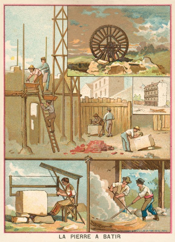 Byggestein (chromolitho) av French School
