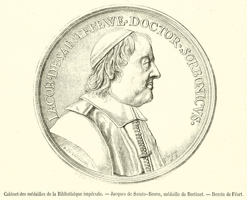 Skap med medaljer fra Imperial Library, Jacques de Sainte-Beuve, medalje av Bertinet (gravering) av French School