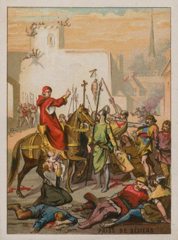 Fangst av Beziers av korsfarerne i 1209 av French School