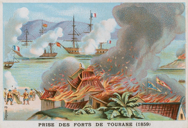 Fangst av fortene i Tourane, 1859 av French School