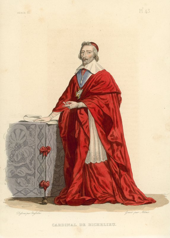 Cardinal de Richelieu (farget gravering) av French School