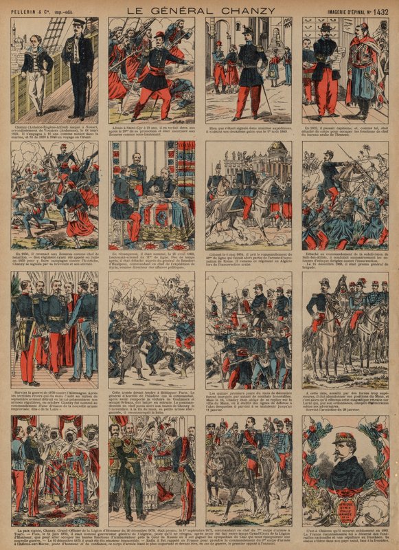 Karriere til den franske general Alfred Chanzy (farget gravering) av French School