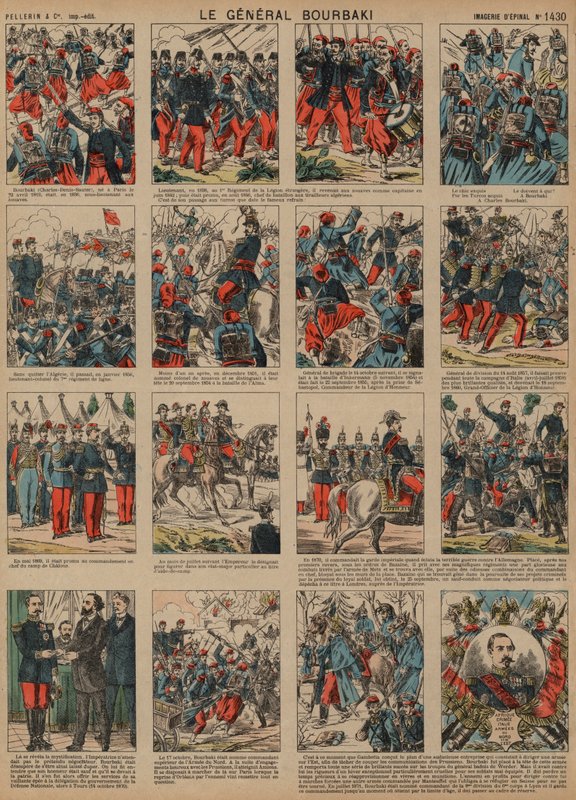 Karriere til den franske generalen Charles-Denis Bourbaki (farget gravering) av French School