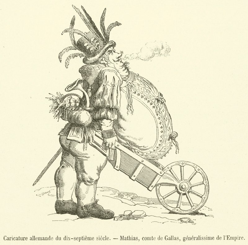 Tysk karikatur fra det syttende århundre, Mathias, greve av Gallas, Generalissimo of the Empire (gravering) av French School