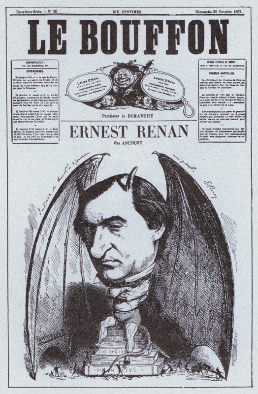 Karikatur av den franske filosofen Ernest Renan (litho) av French School