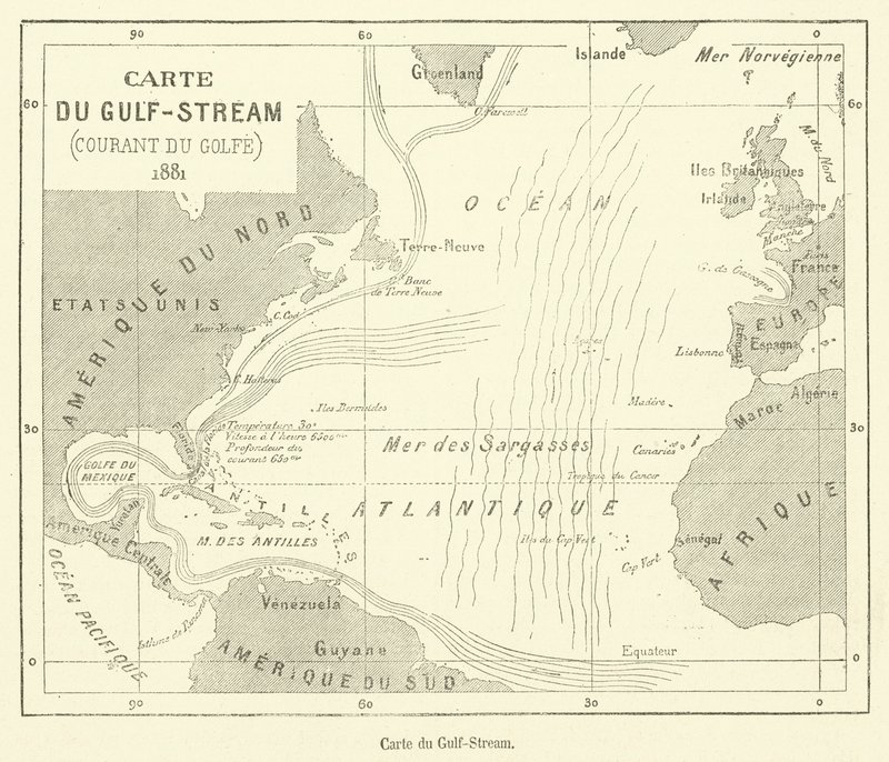 Carte du Gulf-Stream (gravering) av French School